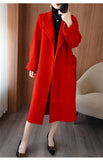 100% Pure Wool Double-Sided Cashmere Coat Women Winter New Mid-Length Loose Fashion Pockets Woolen Jacket Female Overcoat B551