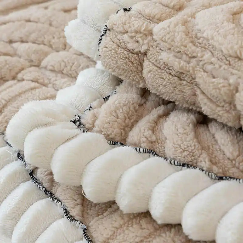 Thicken Plush Sofa Cover Winter Warm Non-slip Straight Couch Cushion Protector Cream Style Couch Slipcovers for Living Room