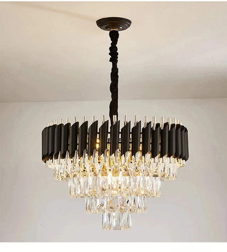 Creative Luxury Crystal Chandelier Rectangular Restaurant Pendant Lights Modern LED Living Room Lamp Lustre Home Elegant Fixture