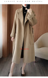 100% Pure Wool Double-Sided Cashmere Coat Women Winter New Mid-Length Loose Fashion Pockets Woolen Jacket Female Overcoat B551