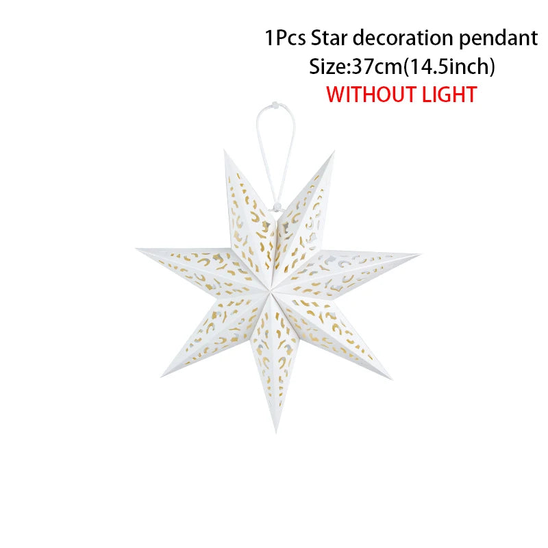 Hollow Star Pack of 4 Hanging Pendant Light Eid Mubarak Ramadan Kareem Decoration 2025 paper Lantern Islamic Muslim Party