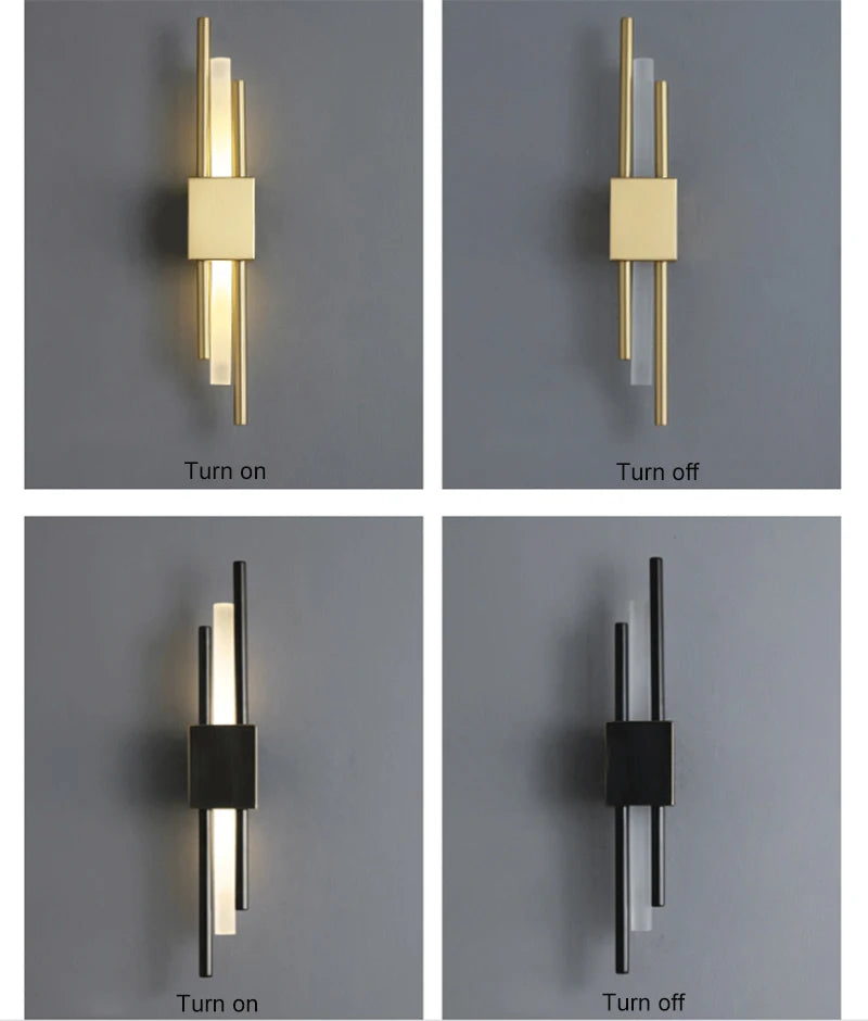 LED Bedroom Wall Lamp Wall Sconces Copper Line Pipe Acrylic Lampshade Indoor Lighting for Living Room Corridor Light Fixture