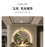 Background Landscape Painting Wall Lamp Chinese Creative Living Room LED Decor Light Corridor Remote Control Lighting Wall Lamps