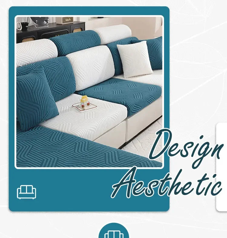 Thick Jacquard Sofa Cushion Cover Removable Machine Washable Furniture Protector Stretchable Office Living Room Home Decoration