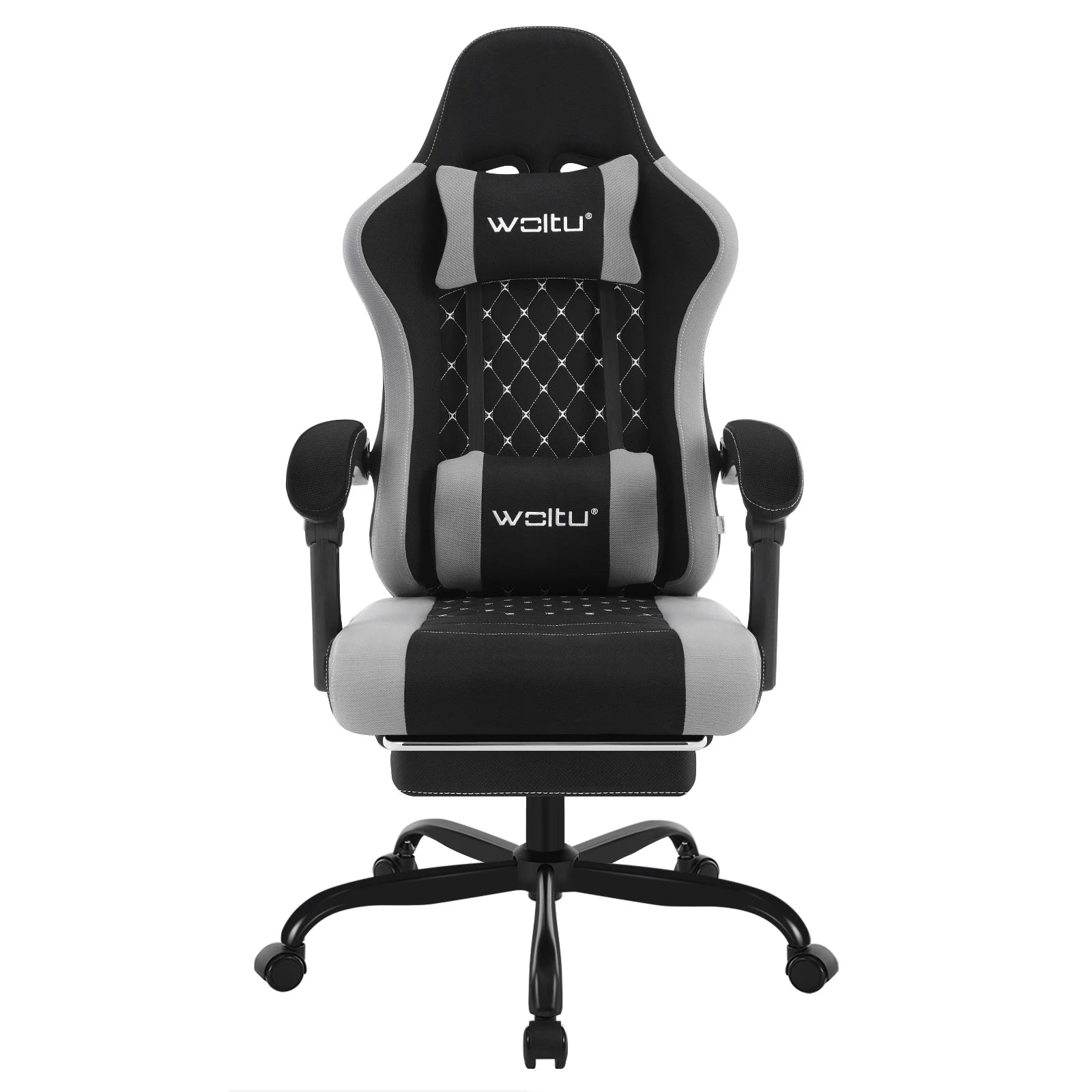 WOLTU Massage Gaming Chair Ergonomic Swivel Computer Gamer Office Chair with Pillow Footrest Adjustable Headrest Lumbar Support