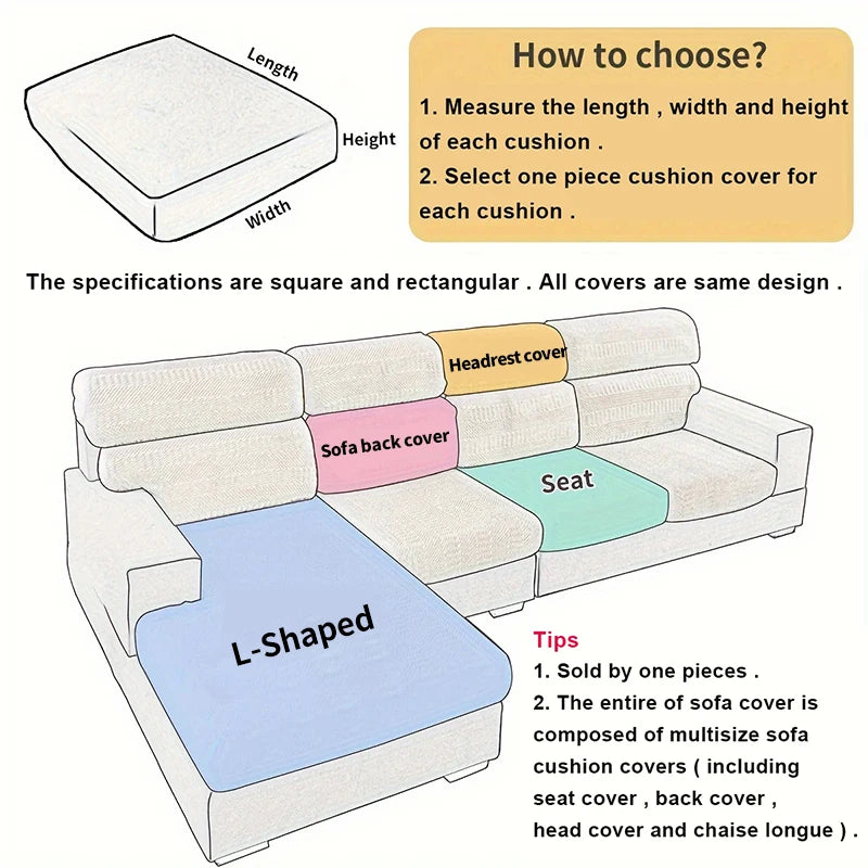 Thick Jacquard Sofa Cushion Cover Removable Machine Washable Furniture Protector Stretchable Office Living Room Home Decoration