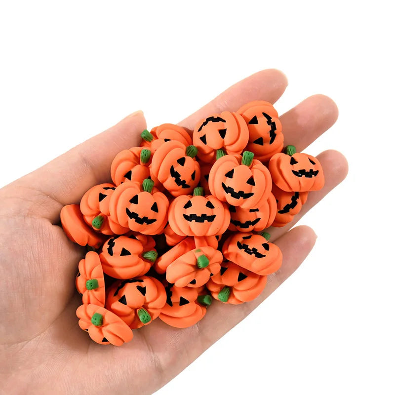20PCS Halloween Resin Pumpkin Miniatures – Flatback Charms for DIY Crafts, Party Decorations, Home Décor & Gift Ideas