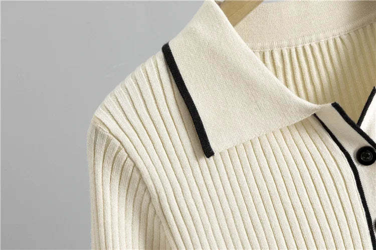 Korean Style Women’s Knitted 2-Piece Set – Single-Breasted Cardigan Sweater Top & High Waist Skirt Outfit