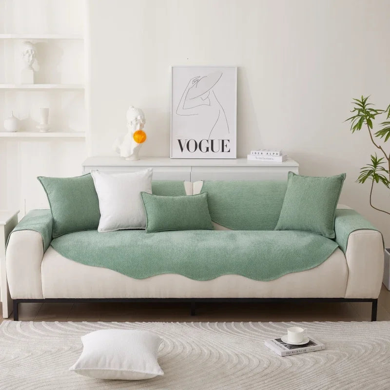 Chenille Non-slip Sofa Cushion Solid Color Sofa Cover Four Seasons Universal for Living Room Sofas 1PC All-Inclusive Towel 소파 쿠션