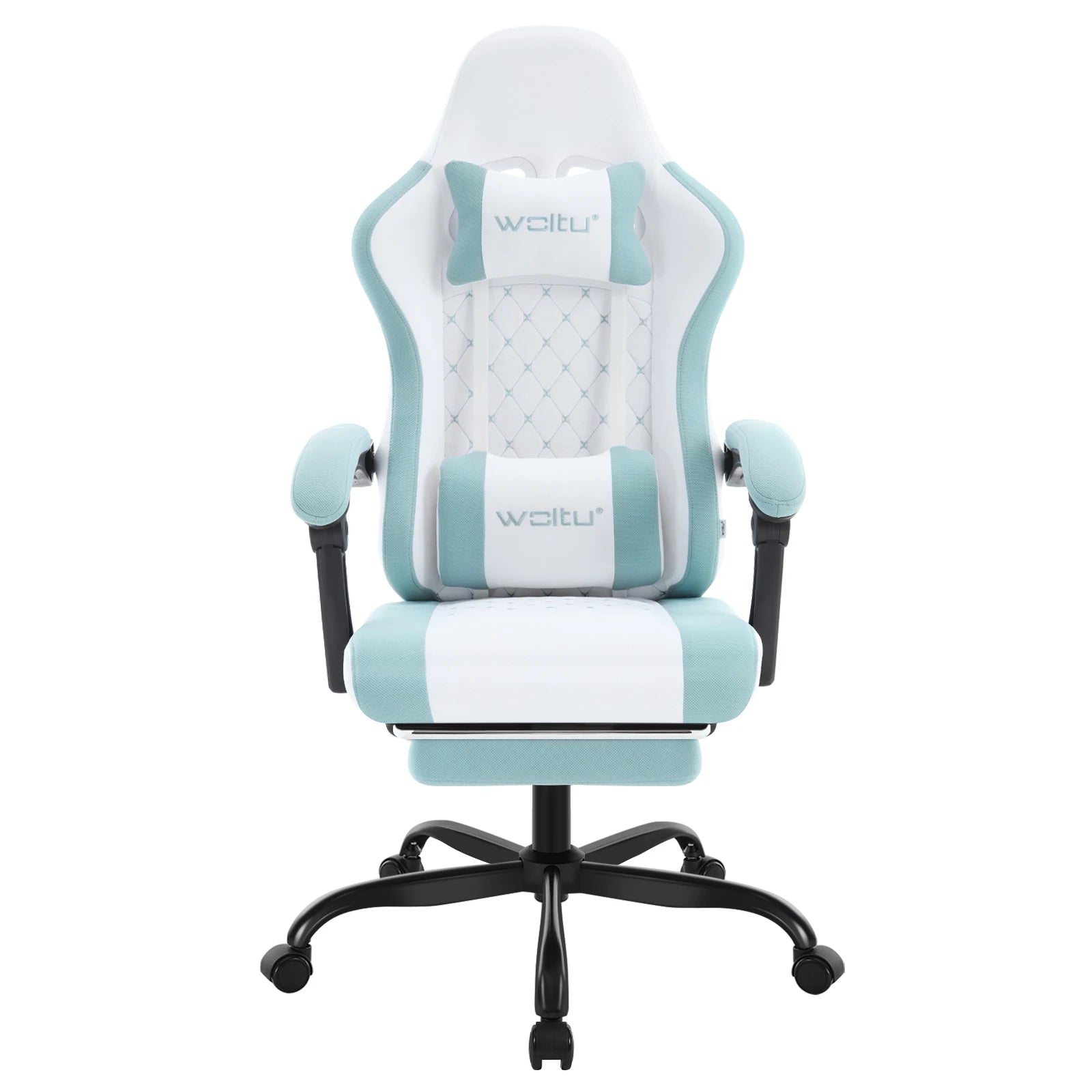 WOLTU Massage Gaming Chair Ergonomic Swivel Computer Gamer Office Chair with Pillow Footrest Adjustable Headrest Lumbar Support