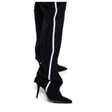 2025 Women's Euro-American Slim Stiletto Runway Boots - Striped Casual-Inspired Designer High Heel Fashion Footwear