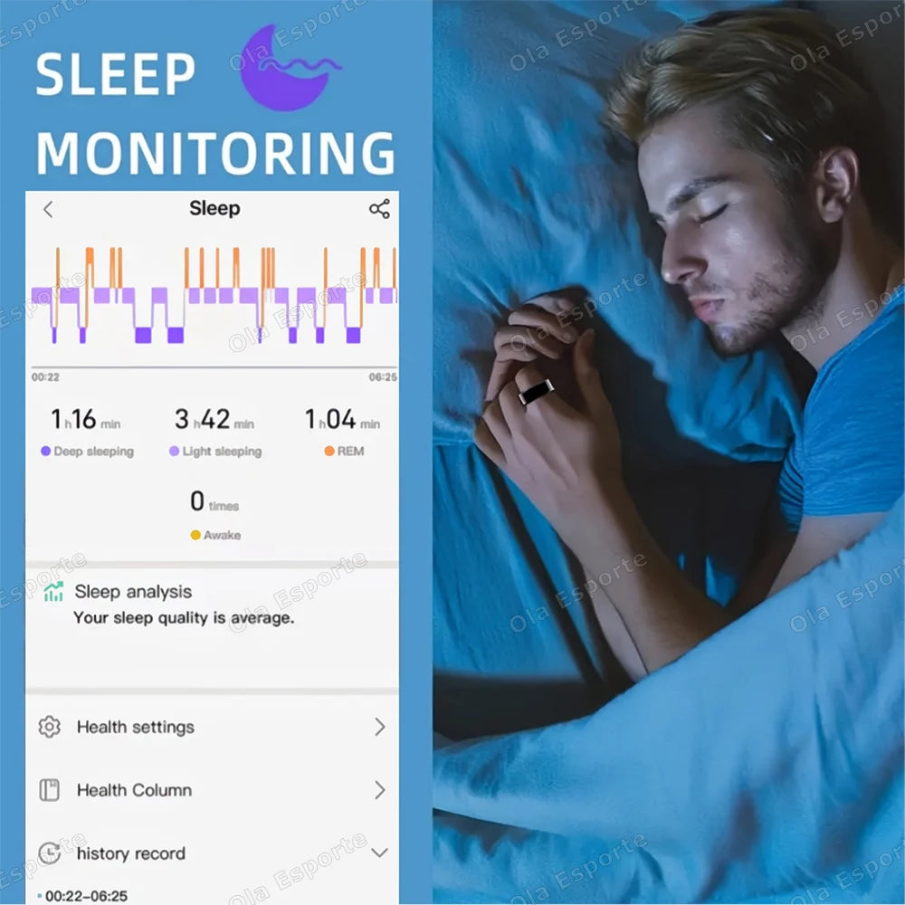 2025 Bluetooth Smart Ring – Heart Rate, Blood Oxygen & Sleep Monitor, Camera Control, 5ATM Waterproof Fitness Smart Ring for Men & Women