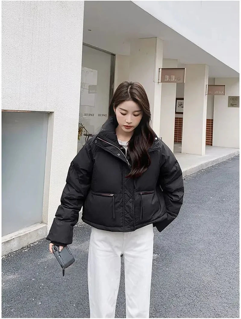 Women’s Lightweight Puffer Jacket – Spring & Autumn Short Bread Coat Down Cotton Parka Outerwear