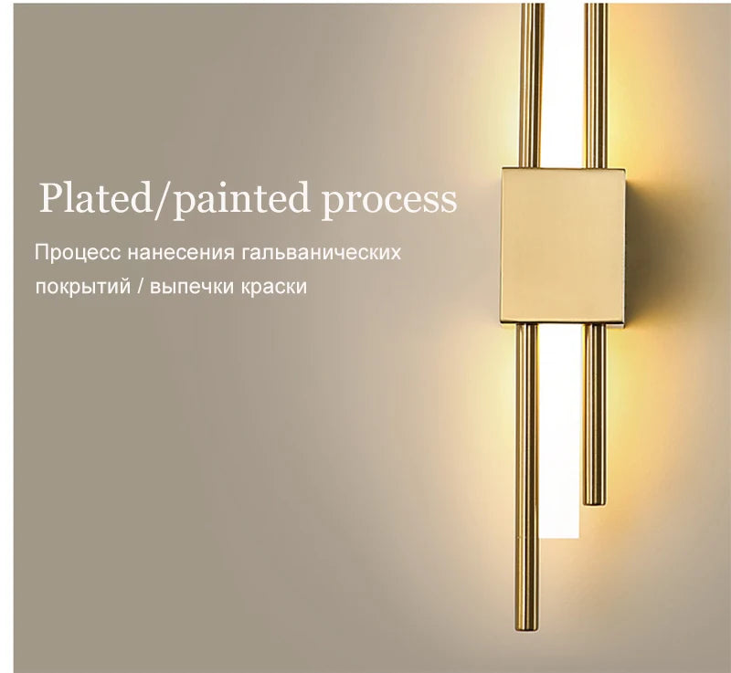 LED Bedroom Wall Lamp Wall Sconces Copper Line Pipe Acrylic Lampshade Indoor Lighting for Living Room Corridor Light Fixture