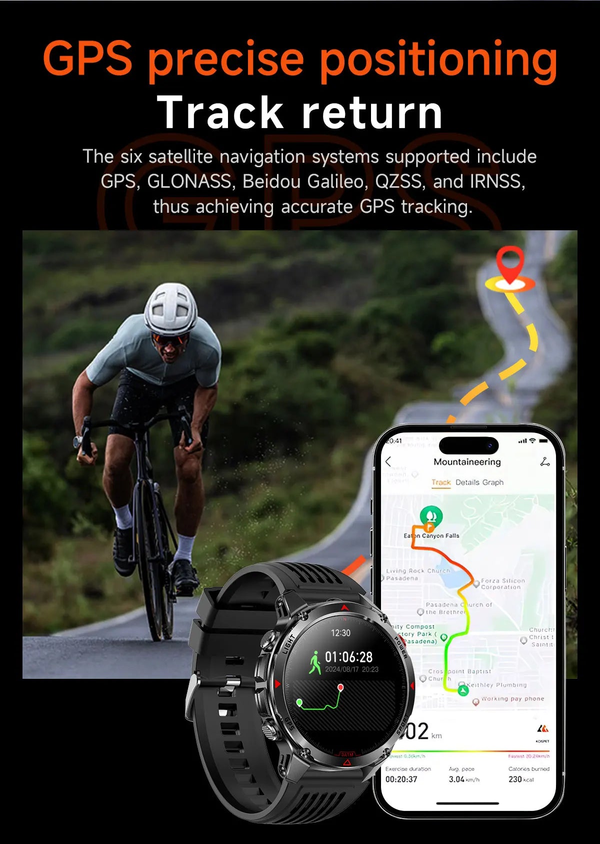 2025 Outdoor Military Smart Watch – Built-in GPS, Compass, Altimeter, Barometer, 3ATM Waterproof Rugged AMOLED Smartwatch with Bluetooth Call