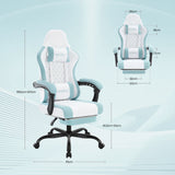 WOLTU Massage Gaming Chair Ergonomic Swivel Computer Gamer Office Chair with Pillow Footrest Adjustable Headrest Lumbar Support