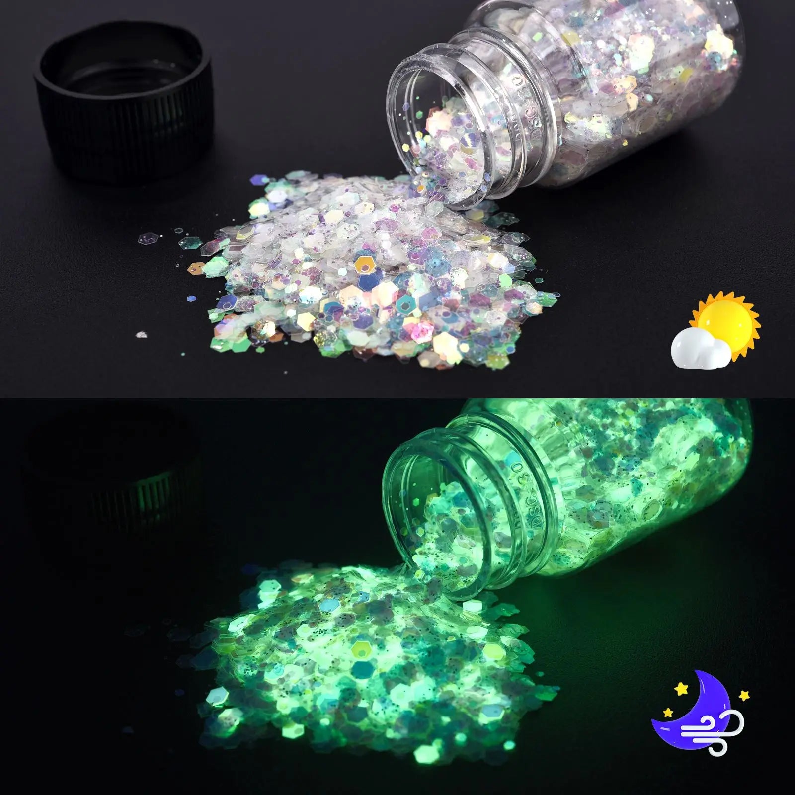 Luminous Glow-in-the-Dark Sequins – Hexagon Epoxy Resin Glitter Pigment for DIY Jewelry, Nail Art, and Silicone Mold Crafts
