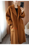 100% Pure Wool Double-Sided Cashmere Coat Women Winter New Mid-Length Loose Fashion Pockets Woolen Jacket Female Overcoat B551
