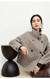 SENTUBILA 100% Wool Coat For Women Winter Jackets 2025 Stand Turtleneck Double Sided Short Outerwears Female Clothes