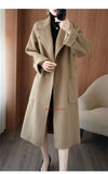 100% Pure Wool Double-Sided Cashmere Coat Women Winter New Mid-Length Loose Fashion Pockets Woolen Jacket Female Overcoat B551