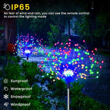 Solar Power LED Fireworks Lights Outdoor Waterproof Garden Decor Dandelion Solar Pathway Light for Patio Balcony Yard Lawn