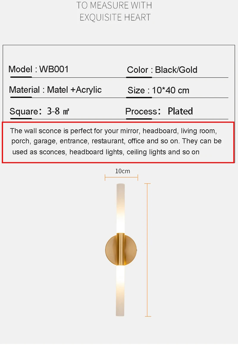 LED Bedroom Wall Lamp Wall Sconces Copper Line Pipe Acrylic Lampshade Indoor Lighting for Living Room Corridor Light Fixture