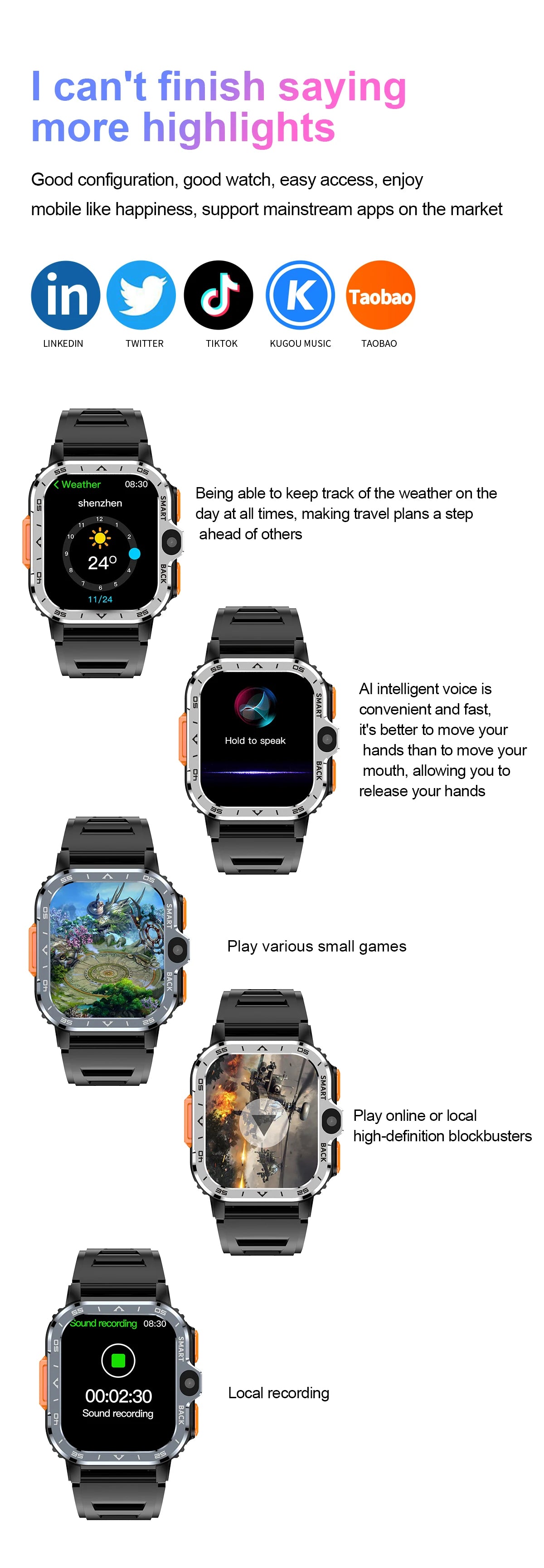 Valdus PGD Android Smart Watch for Men – 4G SIM GPS Smartwatch with Dual HD Cameras, 16GB/64GB Storage, NFC, WiFi & Fast Internet Access