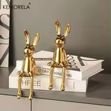 1 pièce en céramique lapin assis à longues oreilles ornements de chambre statue de luxe décoration de la maison accessoires haut de gamme art de la maison esthétique