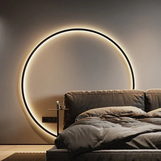 Modern LED Wall Lamp 80cm Three Color Lamp Large Circular Home Decoration Wall Lamp Bedroom Living Room Indoor Lighting Fixture