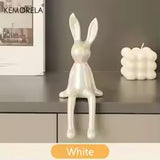 1 pièce en céramique lapin assis à longues oreilles ornements de chambre statue de luxe décoration de la maison accessoires haut de gamme art de la maison esthétique