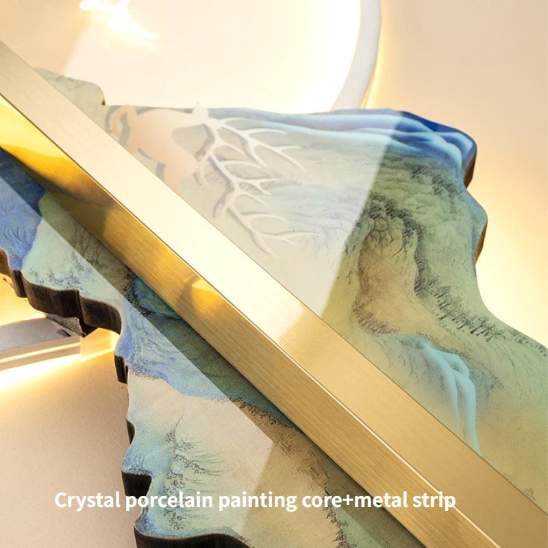 Background Landscape Painting Wall Lamp Chinese Creative Living Room LED Decor Light Corridor Remote Control Lighting Wall Lamps