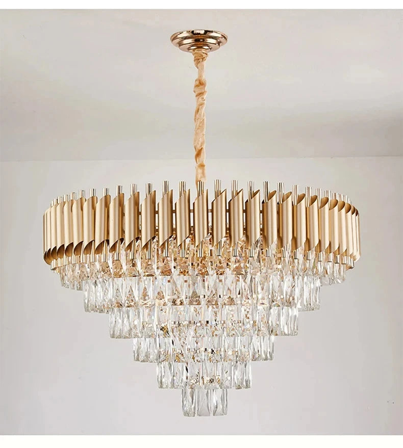 Creative Luxury Crystal Chandelier Rectangular Restaurant Pendant Lights Modern LED Living Room Lamp Lustre Home Elegant Fixture