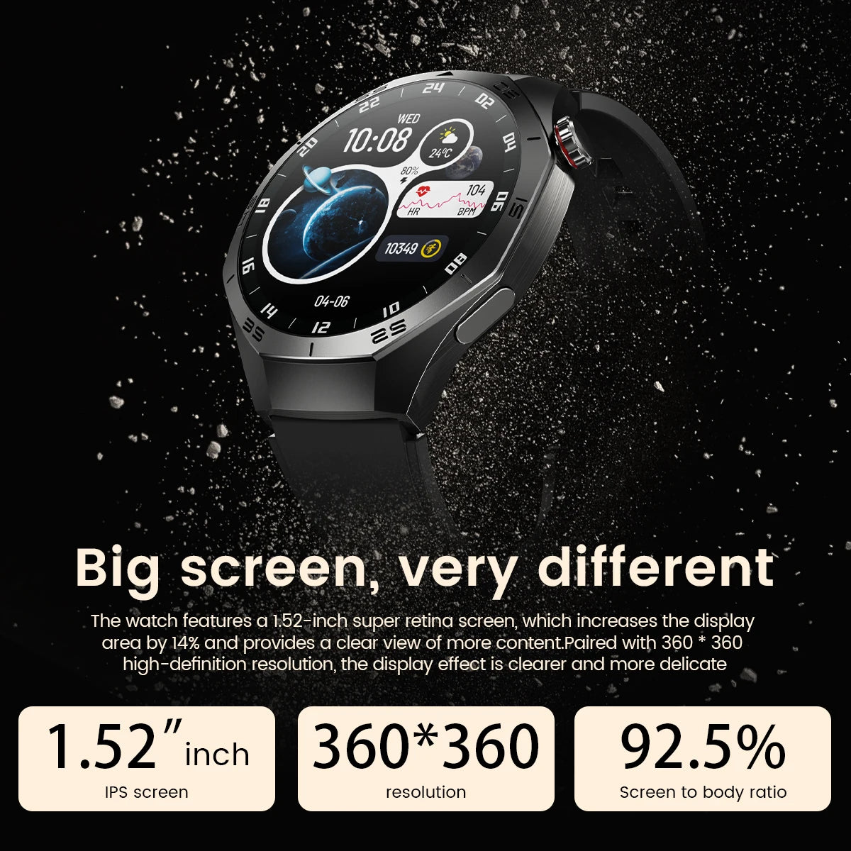 2025 GUHUAVMI GT5 Pro Smart Watch for Men – 1.52” HD AMOLED Display, GPS Motion Tracking, Heart Rate Monitor, Bluetooth Call, IP68 Waterproof Fitness Smartwatch