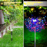 Solar Power LED Fireworks Lights Outdoor Waterproof Garden Decor Dandelion Solar Pathway Light for Patio Balcony Yard Lawn