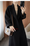 100% Pure Wool Double-Sided Cashmere Coat Women Winter New Mid-Length Loose Fashion Pockets Woolen Jacket Female Overcoat B551
