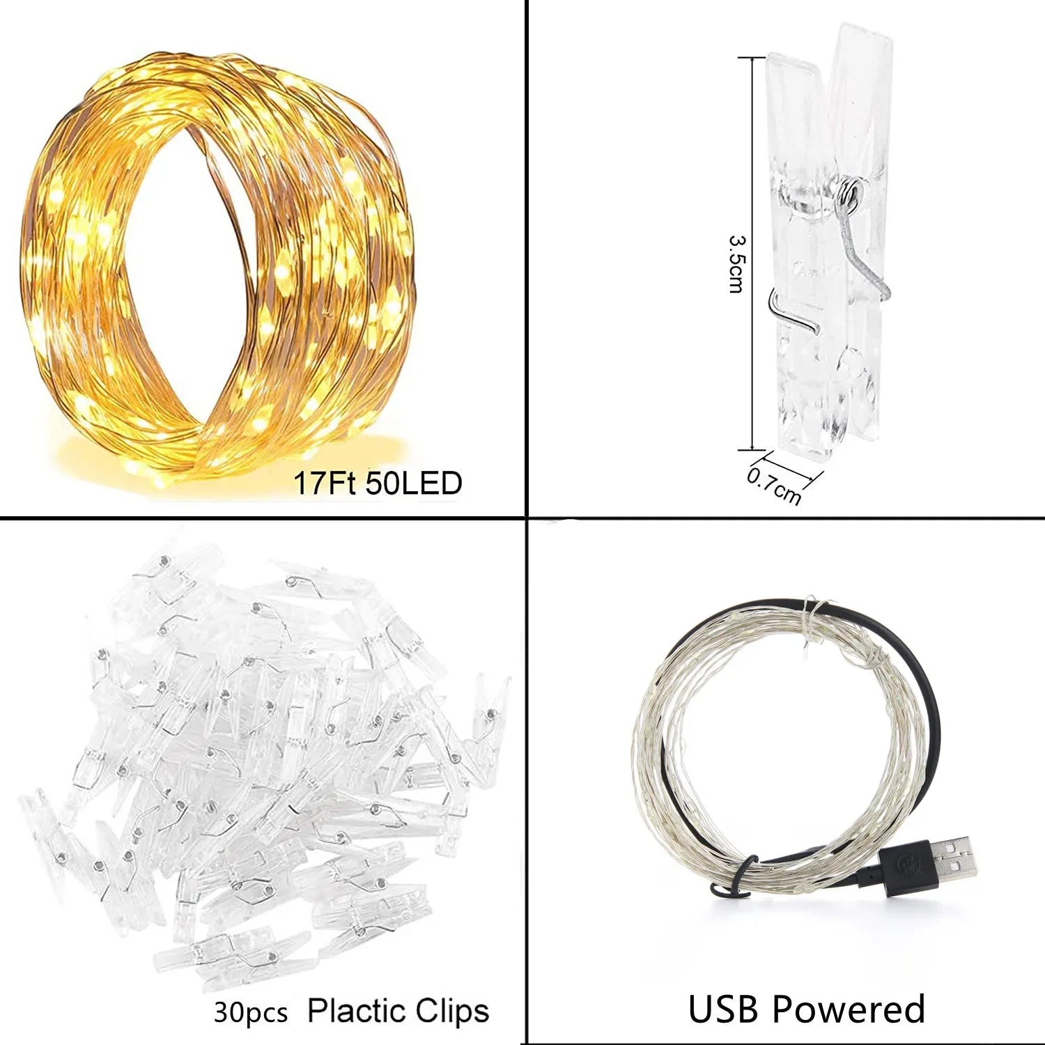 1pc Photo Clip Light String 2/5/10m 20/50/100led 10/30/50Clip Fairy Lights Fairy Lights Bedroom Wall Copper Wire Light String