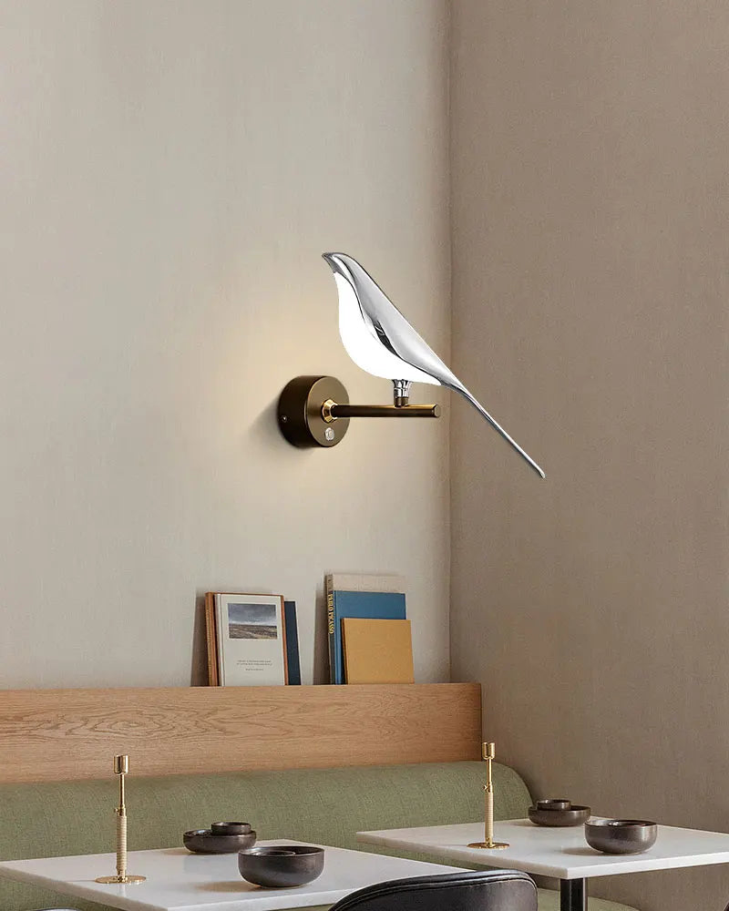 Nordic Touch Switch LED Wall Lamps for Bedside TV Background Gold Silver Magpie Bird  LED Wall Lights Wall Sconce for Corridor