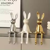 1 pièce en céramique lapin assis à longues oreilles ornements de chambre statue de luxe décoration de la maison accessoires haut de gamme art de la maison esthétique