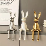 1 pièce en céramique lapin assis à longues oreilles ornements de chambre statue de luxe décoration de la maison accessoires haut de gamme art de la maison esthétique