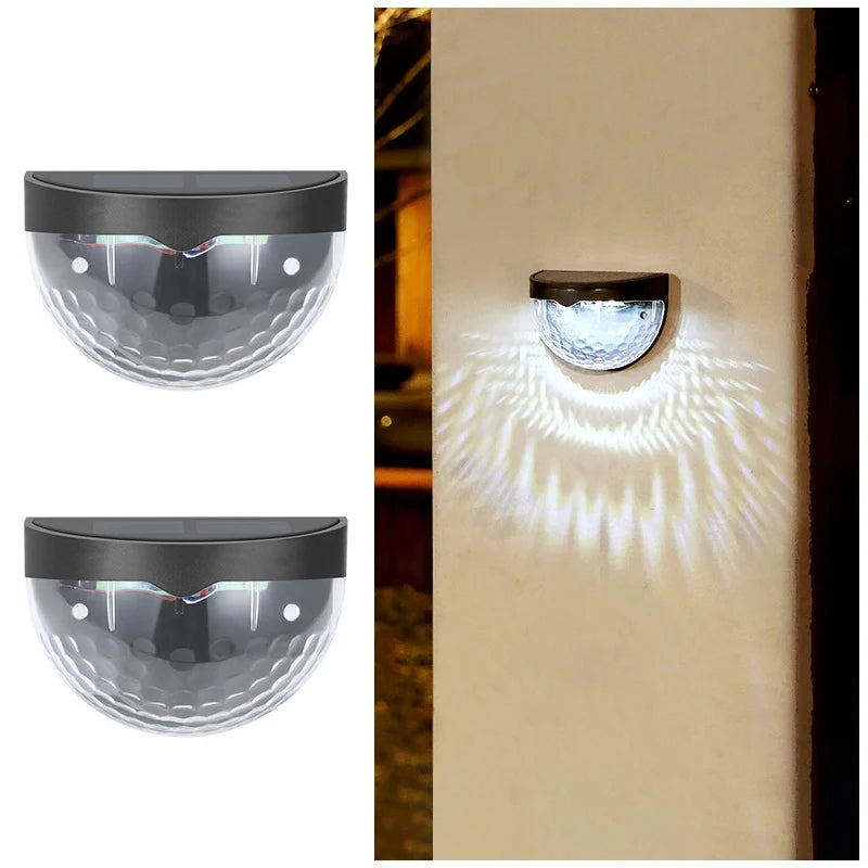 2PCS Solar Wall Lamp, 6LEDs Outdoor Waterproof Solar Light Warm White, for Yard, Garage, Garden, Porch, Fence, Driveway, Railing