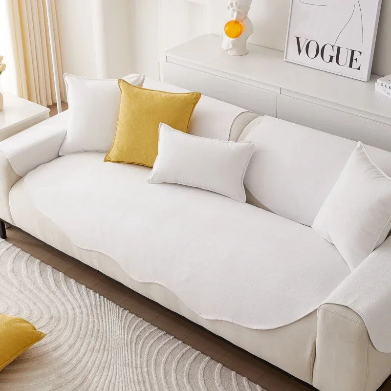Chenille Non-slip Sofa Cushion Solid Color Sofa Cover Four Seasons Universal for Living Room Sofas 1PC All-Inclusive Towel 소파 쿠션