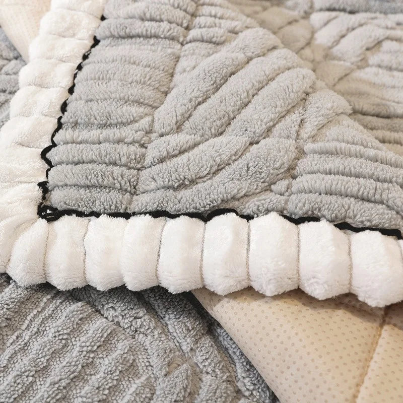 Thicken Plush Sofa Cover Winter Warm Non-slip Straight Couch Cushion Protector Cream Style Couch Slipcovers for Living Room