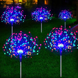 Solar Power LED Fireworks Lights Outdoor Waterproof Garden Decor Dandelion Solar Pathway Light for Patio Balcony Yard Lawn