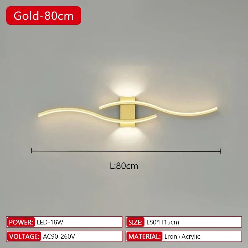 Modern Long Strip LED Wall Lamp – Remote Control Dimmable Wall Light for Living Room, Bedroom, Bedside & Home Interior Decoration