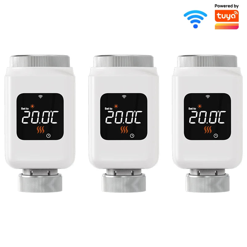 Tuya Smart WiFi Thermostatic Radiator Valve (TRV) – Programmable Temperature Controller with APP Remote Control, Compatible with Alexa & Google Home
