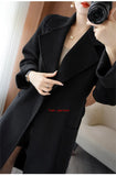 100% Pure Wool Double-Sided Cashmere Coat Women Winter New Mid-Length Loose Fashion Pockets Woolen Jacket Female Overcoat B551