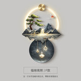 Background Landscape Painting Wall Lamp Chinese Creative Living Room LED Decor Light Corridor Remote Control Lighting Wall Lamps