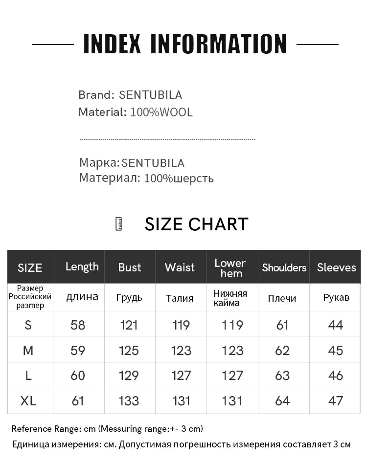 SENTUBILA 100% Wool Coat For Women Winter Jackets 2025 Stand Turtleneck Double Sided Short Outerwears Female Clothes