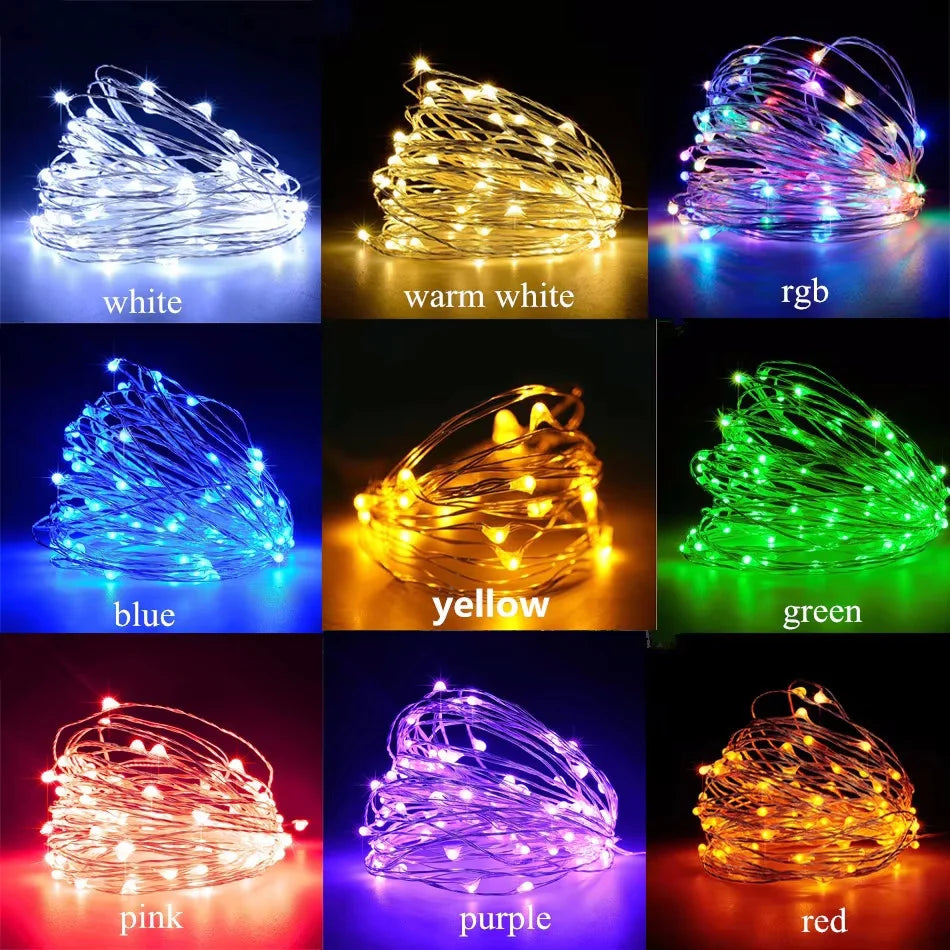 1pc Photo Clip Light String 2/5/10m 20/50/100led 10/30/50Clip Fairy Lights Fairy Lights Bedroom Wall Copper Wire Light String