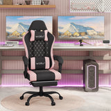 WOLTU Massage Gaming Chair Ergonomic Swivel Computer Gamer Office Chair with Pillow Footrest Adjustable Headrest Lumbar Support